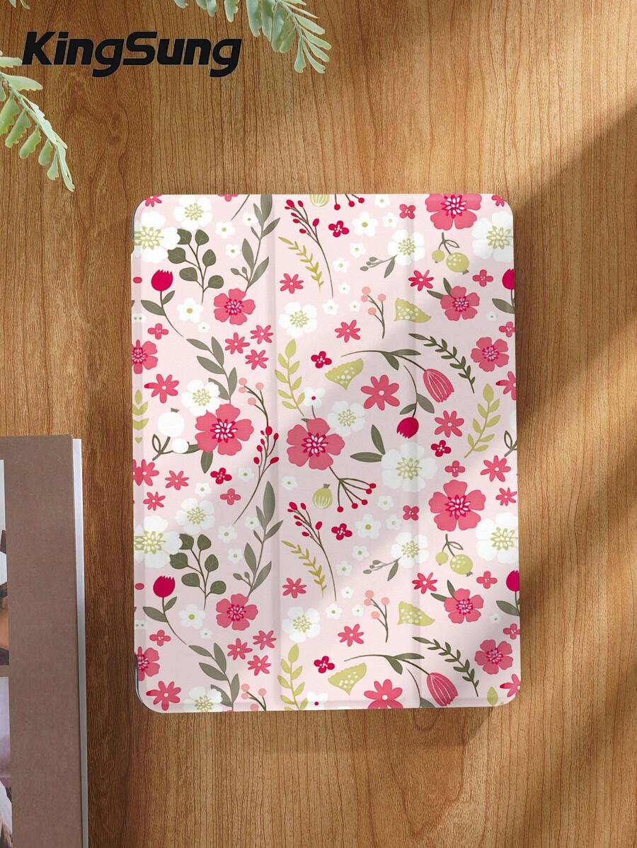 Kingsung 花卉植物图案平板电脑保护套，适用于 iPad Air 8(M4) 2026 (11 英寸)、Air 8(M4) 2026 (13 英寸)、9.7/10.2/10.5/10.9/12.9/Pro 11、第十代、Galaxy Tab S6 Lite 10.4、Kindle Paperwhite 第十二代 2024、Kindle 第十一代 2022，柔软防震，智能支架/自动唤醒/睡眠功能