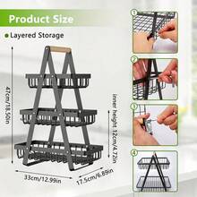 Luminpool 2 & 3 Tier Fruit Basket,Vegetable Rack,Bread Basket With Wooden Handle, Multifunctional Storage Rack, For Kitchens Home,Office - Negro de 3 niveles - Ver 2