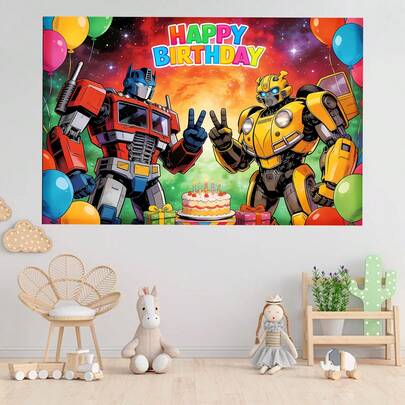 Phụ kiện trang trí tiệc sinh nhật Transformers, phông nền chụp ảnh hoạt hình Anime, banner, poster, đạo cụ chụp ảnh, hoàn hảo cho tiệc sinh nhật, phông nền chụp ảnh, phụ kiện trang trí tiệc sinh nhật, kích thước: 82.7*59.1/59.1*39.4/39.4*29.5 inch