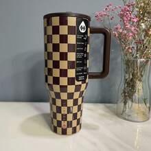 Vaso de agua deportivo para exteriores de 40 oz, botella de agua de acero inoxidable con aislamiento al vacío, con tapa y pajita, apto para agua, té helado o café. - Multicolor - Ver 5
