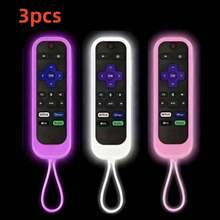 3 piezas Funda protectora de silicona luminosa para control remoto de la serie ROKU RC280TV, anti-caída, que brilla en la oscuridad para un mejor uso nocturno - Rosa Púrpura Blanco - Ver 11