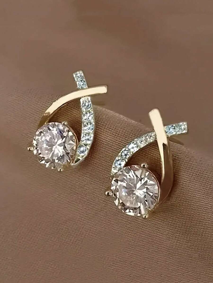 1 đôi Đúng mốt Labradorite & Đồ trang trí Rhinestone Bông tai stud Thích hợp Đối với Của phụ nữ Mặc hàng ngày - Vàng - Xem 1