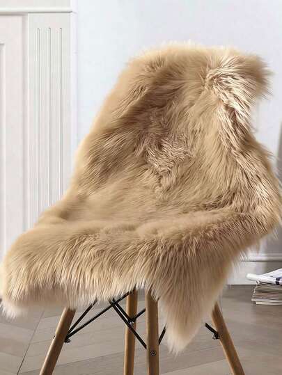 1pc Faux Fur Flocked Decorative Rug/Mat, Modern Minimalist Indoor Carpet, Woven Knitted Rug, Soft Fluffy Small Rug, Easy To Clean And Store, Suitable For Living Room, Bedroom, Chair, Sofa, Bedside, Vanity, Home Decor, Ins Style, All Season