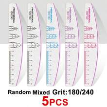 Bộ 5/10/20 chiếc dũa móng tay hình bán nguyệt chuyên nghiệp, màu xám, hai mặt, có thang đo độ nhám 100/150/180/240, dũa móng tay đơn giản dùng cho tiệm nail. - Nhiều màu - Xem 13