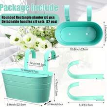 1/5/10个装金属桶花盆 - 乡村风格阳台壁挂式花盆，带把手，室内外花园装饰 - 彩色 - 查看 10