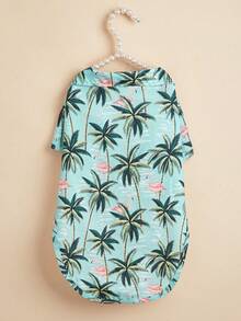 Áo thun đi biển họa tiết dứa và cây cọ Hawaii, quần áo thường ngày cho thú cưng giống Golden Retriever và Teddy, mùa xuân/hè. - Nhiều màu - Xem 2