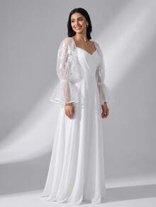 1 paire de manchettes de mariée décorées de dentelle délicate, style manches bouffantes, cache-bras élégant et polyvalent, convient pour la robe de mariée des femmes, convient pour assister à des galas, des bals, accessoires de robe de mariée - Multicolore - Voir 3