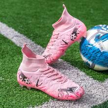 Giày bóng đá nam chính hãng, giày bóng đá chuyên nghiệp TF/FG cho bé trai, giày bóng đá trong nhà trên sân cỏ, giày bóng đá chống trượt cho bé gái và bé trai. - Hồng - Xem 7