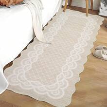 Washable Rugs, Rug Modern Geometric Living Room Rug, Stain-Resistant Scalloped Throw Rugs, Soft Faux Wool Carpet For Bedroom Entryway Office Dorm - Beige(60*230cm) - View 2