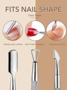 1/2/4Pcs/Set Nail Nippers Scissors Cuticle Trimmer Extremely Sharp Edge Cuticle Pusher Stainless Steel Clippers Cutter Remover Pedicure Manicure Fingernail Tools - Multicolor - View 4