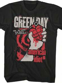 Green American Women Mens Black Short Sleeve T Shirt Punk Rock Vintage Style Graphic Tees - 黑色 - 查看 7