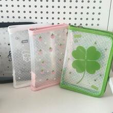 1pc Angel Wings Loose-Leaf Notebook, Student Portable Notebook, A6 Textured Transparent Storage Pouch, Four-Leaf Clover Planner, Large Capacity Storage Bag - Loose-leaf Book - View 1
