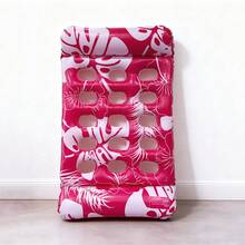1 pieza Cama flotante con forma de caparazón de tortuga inflable, material de PVC, flotador inflable portátil para adultos adecuado para playa, piscina, fiesta y recreación acuática - Sillón reclinable flotante con agujero de hoja de monstera corta - Ver 3
