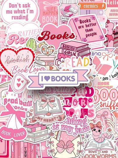 50 miếng dán màu hồng hình chữ nhật, hình hoạt hình graffiti, hình sách, hình trang trí cho bình nước, đàn guitar, hành lý, điện thoại, ốp lưng, laptop, ván trượt, quà tặng.