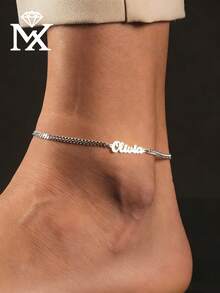Customized Women's Name Stainless Steel Thick Cuban Chain Personalized Anklet Beach Foot Jewelry - Multicolor - View 7