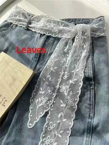 1件装女士蕾丝腰带，多功能牛仔配饰，可作围巾或腰带使用，时尚长款蕾丝围巾，蕾丝饰边围巾，蕾丝头巾/颈巾，轻盈刺绣蕾丝围巾，优雅蕾丝腰部装饰，女士配饰 - 彩色 - 查看 8