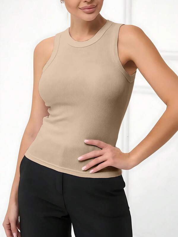 Women Tops Tank Tops With Built-In Bra For Women Sleeveless Racerback Shirts Casual Ribbed Fitted Tops