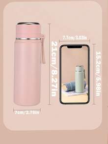 Stainless Steel Vacuum Insulated Water Bottle, Double Wall, Convenient Carrying Strap, One-Touch Open Lid, Suitable For Hot/Cold Water, Milk, Beverages, For Men, Women, Students, Outdoor, Home, Office Use - Multicolor - View 9