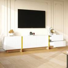 190 Cm TV-Schrank Mit 3 Türen, 2 Schubladen - 金色 - 查看 6