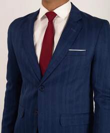 Men's Italian Cut Suit, Blue Check Fabric, Premium Tailoring. For Parties, Work, And Church. - Màu xanh lam - Xem 12