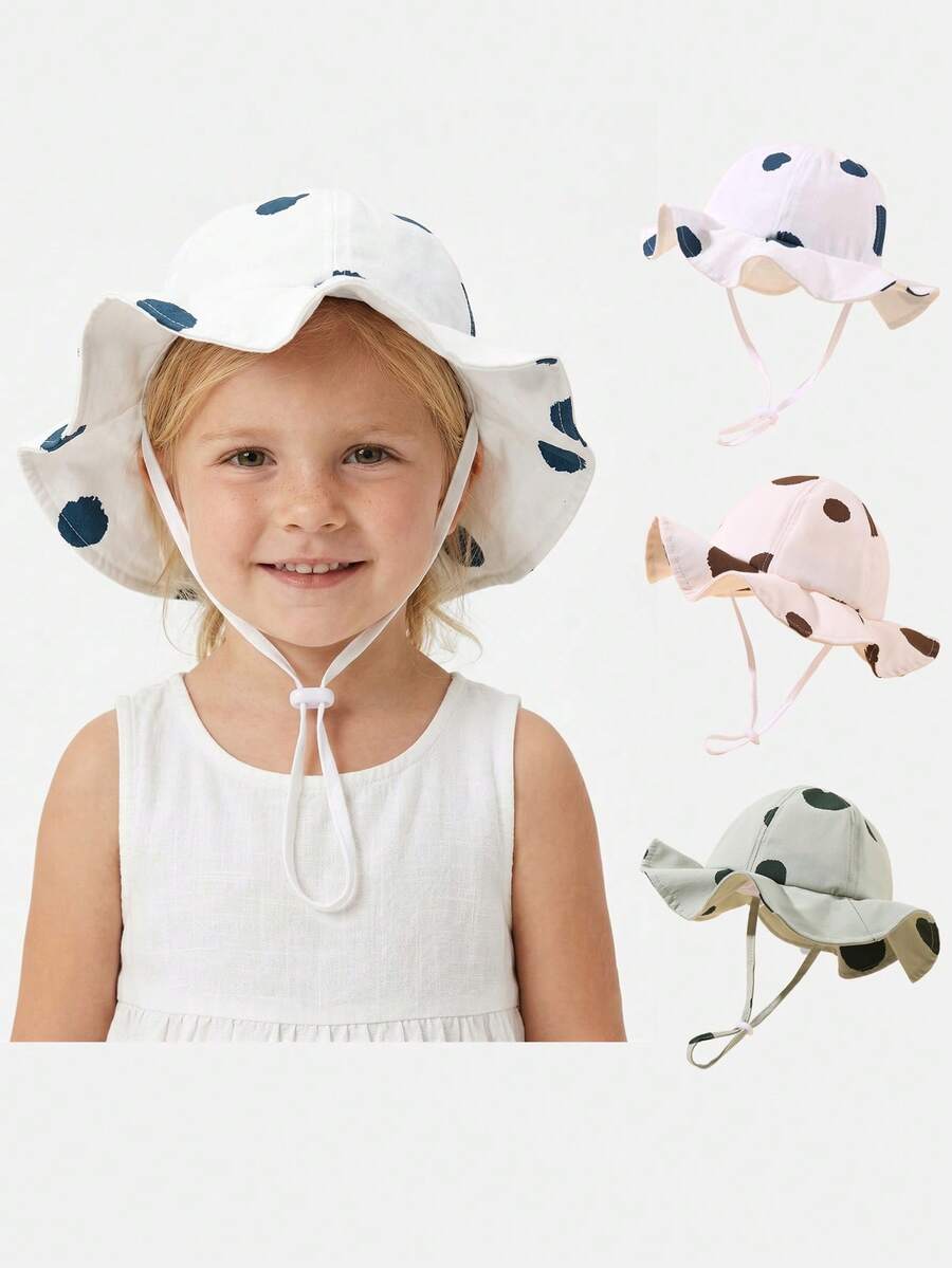 Sombrero de protección solar para bebé, sombrero de playa para niños pequeños, protección UPF 50+, sombrero de cubo de ala ancha para niños y niñas, sombrero de cubo tejido - 1 unidad de punto verde - Ver 1