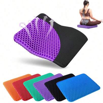 New Gel Seat Cushion, Suitable For Long-Time Sitting, Thick & Breathable Honeycomb Design Egg-Shaped Gel Cushion With Pain Relief For Back & Tailbone, Applicable For Car, Office, Home, Wheelchair And Chair
