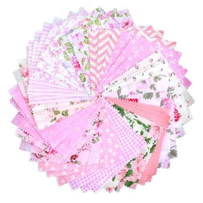 42Pcs Charm Packs For Quilting 5 Inch Pink Fabric Squares Precut Cotton Layer Cake Floral Fabrics Squares  For Sewing And Quilting DIY Crafts 5x5 Inch 12.7x12.7cm Pink