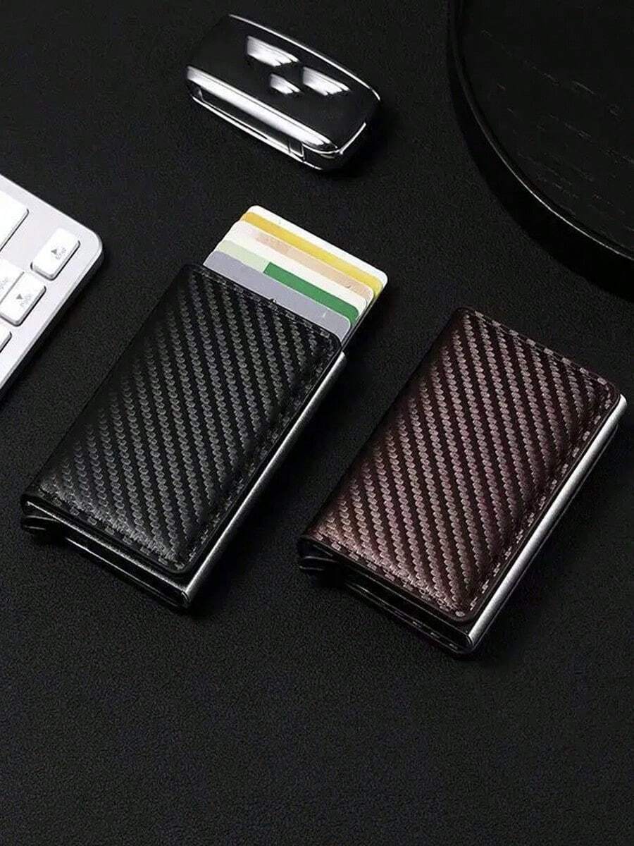 Ví đựng thẻ tín dụng nam, ví hộp nhôm RFID, ví da PU có kẹp tiền, ví chống trộm thiết kế thời trang. - Nhiều màu - Xem 1