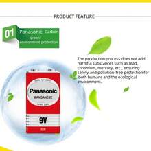 Baterai Alkaline Panasonic 6F22ND 9V Asli 100%, Bebas Merkuri, Tahan Lama, Cocok untuk Detektor Asap/Jam/Mikrofon Nirkabel - View 5