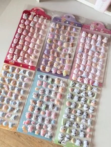 可爱3D毛绒动物贴纸——萌萌的考拉、熊猫和熊毛绒贴纸，适用于日记、剪贴簿和DIY手工制作 - 彩色 - 查看 1