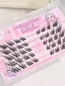 40pcs Segmented False Eyelashes, Cartoon-Style Natural Look, Lightweight & Comfortable, Realistic Transparent Roots, Curl & Length Enhancement, Reusable Daily Wear - View 7