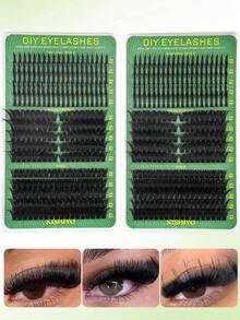 560 piezas Pestañas individuales D-Curl de 8-16mm de base ancha, kit de extensión de pestañas reutilizable de aspecto natural y grueso, adecuado para la vida diaria, bodas, citas, fiestas, festivales de música, primavera, viajes - DD - Ver 9