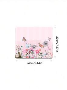 Watercolor Butterfly & Floral Pattern Mouse Pad, Non-Slip Rubber Base With Stitched Edges, Multi-Size Desk Mat For Home Office And Back To School - View 9