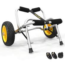 Kayak Cart Canoe Dolly Fishing Kayak Accessories Carrier Foldable Paddle Board Trolley Boat Trailer Transport With NO-Flat Airless Tires Wheels And 2 Ratchet Straps - Kickstands- "∩"shape - View 1