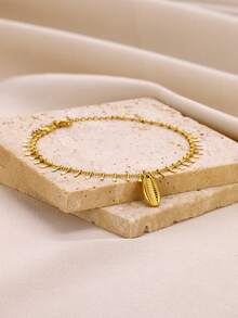 1Pc Boho Style Conch / Shell Anklets For Women, Dainty Fringe Chain With Conch / Shell Pendant Anklet Bracelet, 18K Gold Plated Stainless Steel Anklet Bracelet, Summer Beach Vacation Jewelry For Daily Wear, Foot Jewelry, Summer Party Fashion Accessories - Multicolor - View 7
