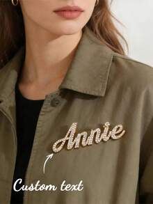Custom Name Pin Rhinestone Crystal Lapel Pin Gold Badge For Jackets Bags Hats Hijab Pin - Multicolor - View 1