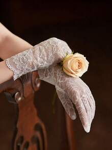 1 đôi găng tay ren co giãn lãng mạn, găng tay cô dâu cho đám cưới, găng tay mềm mại chống tia UV cho các buổi tiệc, hẹn hò, phụ kiện cô dâu cho dạ hội. - Nhiều màu - Xem 7