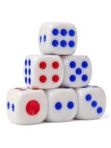 100pcs/200pcs/300pcs 14mm Durable Plastic Dice With Rounded Corners Red And Blue Dots - Tabletop Game Dice, Suitable For Party Interactive Games And Family Game Night - Plastic Dice - View 1