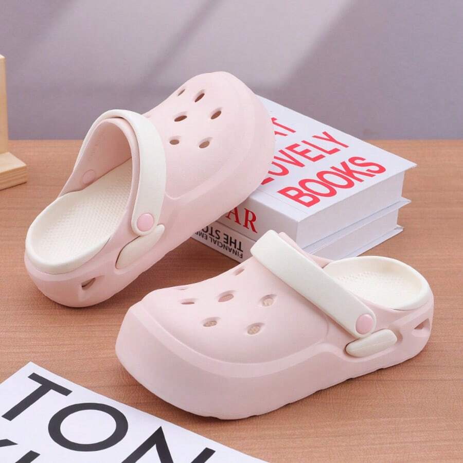 Women's Dopamine Color Slip-On Clogs, Thick Sole Outdoor Wear Comfortable Soft Bottom Sandals, Suitable For Medical Nursing, Beach, Summer - Pink - View 1