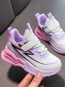 1 par de zapatos casuales de estilo degradado de PU para niñas, zapatillas deportivas, apropiadas para el uso diario, la escuela, los deportes, todas las estaciones (talla pequeña) - Púrpura malva - Ver 7