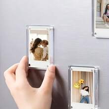2/5/10pcs Acrylic Magnetic Refrigerator Photo Frames, Double-Sided Photo Fridge Magnetic Frames, Photo Clips, Desktop Display Stands, Holiday Gifts - Multicolor - View 5