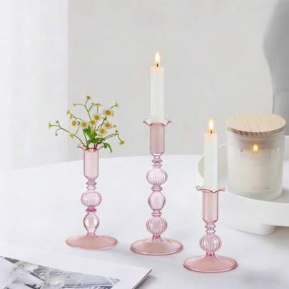 Bộ 2/4 chân nến thủy tinh hình nón, phong cách Bắc Âu, trang trí phòng khách, nhà cửa, lãng mạn, thích hợp cho đám cưới, sinh nhật, tiệc tối.