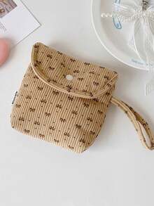 1个便携式灯芯绒卫生巾收纳袋/迷你化妆包/化妆品整理袋，带腕带，时尚蝴蝶印花小钱包，适合女性，可装口红、护肤品、硬币、钥匙，是旅行、学习、户外活动的理想之选。 - 彩色 - 查看 13