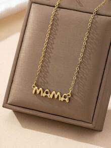 1 chiếc dây chuyền mặt chữ "Mama" tối giản, thanh lịch, thích hợp cho phụ nữ đeo hàng ngày, quà tặng Ngày của Mẹ. - Vàng - Xem 3