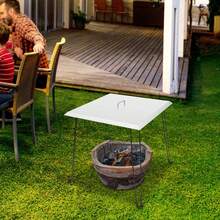 RibasuBB Fire Pit Heat Deflector With Foldable Legs, Stainless Steel Lid For Outdoor Fire Pits, Portable With Handle, Rounded Corners, And Easy Storage - Regular - View 9