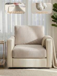 1件装多功能米色天鹅绒防滑沙发套，简约现代风格，柔软亲肤，宠物友好，弹性沙发套，适用于单人/双人/三人沙发、L型沙发 - 米色 - 查看 7