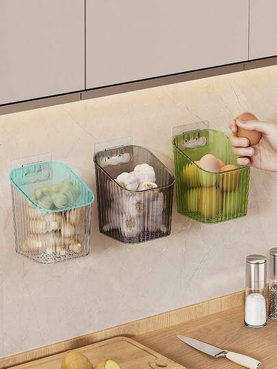 Caja de almacenamiento montada en la pared - Caja de almacenamiento de cocina montada en la pared, conveniente y práctica, duradera, ideal para la organización de la cocina del hogar