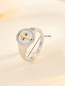 1 chiếc nhẫn hình thánh giá bằng bạc Sterling S925 đính đá Zirconia, có thể cá nhân hóa, quà tặng đeo hàng ngày cho phụ nữ. - Nhiều màu - Xem 6