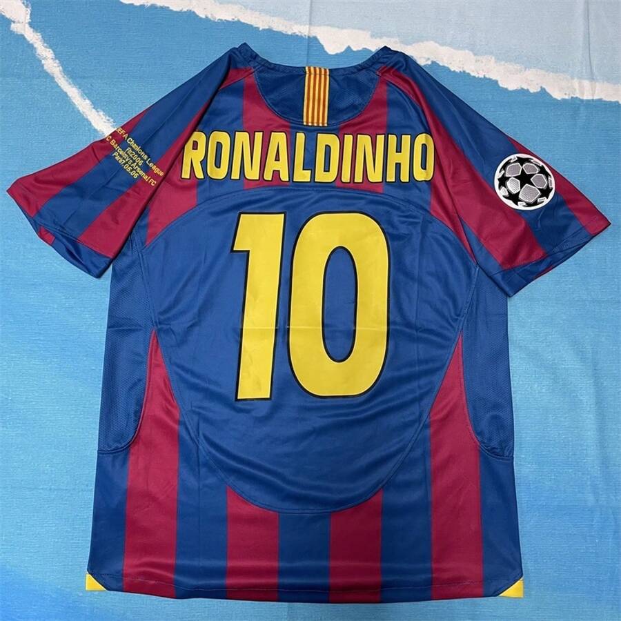 #10 Ronaldinho Retro Soccer Jersey UEFA Champions League Edition Short Sleeve Football Top - 預設 - 查看 1