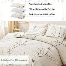 2/3pcs Bedding Set (1 Bedspread + 1/2 Pillowcase), Digital Floral Print, Soft & Comfortable, Fashionable & Fresh, Suitable For Hotel, Bedroom, Dorm, All Seasons, Peony, Butterfly - White - View 3